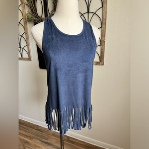 Used- good condition Rue21 Navy Fringe Tank Top size small